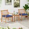 3-Piece Outdoor Furniture Set with Natural Wood Finish and Cushioned Chairs Included Coffee Table